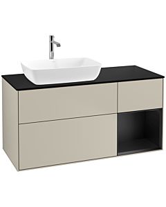 Villeroy und Boch Finion Waschtischunterschrank F812PDHH 120cm, Abdeckplatte black matt, Regale Black matt lacquer, Sand Matt Lacquer