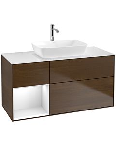 Villeroy und Boch Finion Villeroy und Boch Finion F821GFGN 120cm, cover plate white matt, shelves Glossy white lacquer, walnut veneer