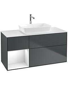 Villeroy und Boch Finion Waschtischunterschrank F821GFHG 120cm, Abdeckplatte white matt, Regale Glossy white lacquer, Midnight Blue Matt Lacquer