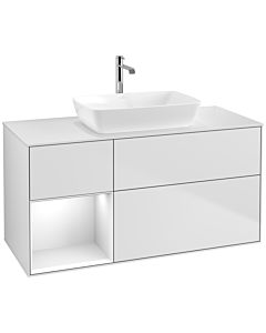 Villeroy und Boch Finion Villeroy und Boch F821GFMT 120cm, couvercle blanc mat, étagères laqué blanc brillant, laqué blanc mat