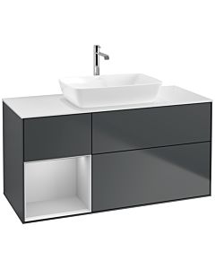 Villeroy und Boch Finion Villeroy und Boch F821GJHG 120cm, plaque de finition blanc mat, étagères laqué gris clair mat, Midnight Blue Matt Lacquer