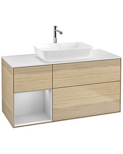 Villeroy und Boch Finion Waschtischunterschrank F821GJPC 120cm, Abdeckplatte white matt, Regale Light grey matt lacquer, Oak Veneer