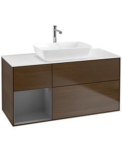 Villeroy und Boch Finion Villeroy und Boch Finion F821GKGN 120cm, cover plate white matt, shelves anthracite matt lacquer, walnut veneer