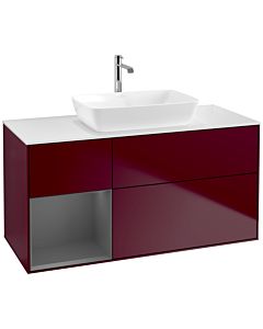 Villeroy und Boch Finion Waschtischunterschrank F821GKHB 120cm, Abdeckplatte white matt, Regale Anthracite matt lacquer, Peony Matt