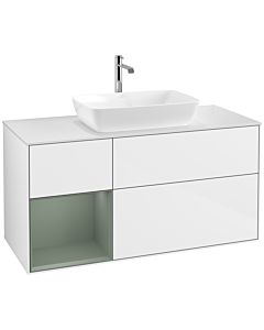 Villeroy und Boch Finion Villeroy und Boch Finion F821GMGF 120cm, cover plate white matt, shelves olive matt lacquer, glossy white lacquer