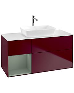 Villeroy und Boch Finion Villeroy und Boch F821GMHB 120cm, plaque de finition blanc mat, étagères olive laqué mat, Peony Matt