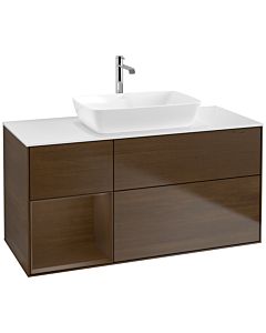 Villeroy und Boch Finion Waschtischunterschrank F821GNGN 120cm, Abdeckplatte white matt, Regale Walnut Veneer, Walnut veneer