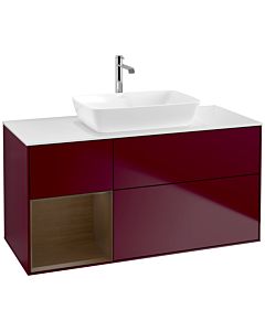 Villeroy und Boch Finion Villeroy und Boch F821GNHB 120cm, plaque de finition blanc mat, étagères Walnut Veneer , Peony Matt