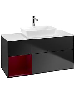 Villeroy und Boch Finion Villeroy und Boch Finion F821HBPD 120cm, cover plate white matt, shelves Peony matt lacquer, black matt lacquer