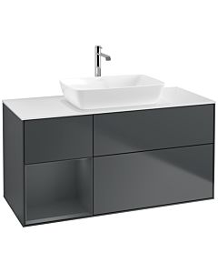 Villeroy und Boch Finion Waschtischunterschrank F821HGHG 120cm, Abdeckplatte white matt, Regale Midnight matt lacquer, Midnight Blue Matt Lacquer