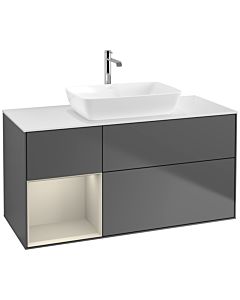 Villeroy und Boch Finion Villeroy und Boch Finion F821HHGK 120cm, cover plate white matt, shelves sand matt lacquer, anthracite matt