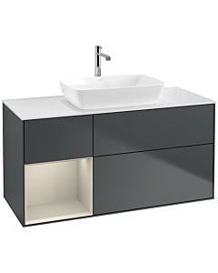 Villeroy und Boch Finion Villeroy und Boch Finion F821HHHG 120cm, cover plate white matt, shelves sand matt lacquer, midnight Blue Matt Lacquer