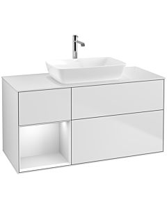 Villeroy und Boch Finion Waschtischunterschrank F821MTMT 120cm, Abdeckplatte white matt, Regale White matt lacquer, White matt lacquer