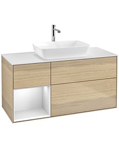 Villeroy und Boch Finion Waschtischunterschrank F821MTPC 120cm, Abdeckplatte white matt, Regale White matt lacquer, Oak Veneer