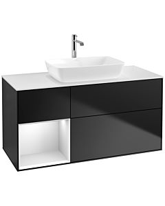 Villeroy und Boch Finion Waschtischunterschrank F821MTPD 120cm, Abdeckplatte white matt, Regale White matt lacquer, Black matt lacquer