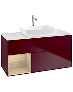 Villeroy und Boch Finion Villeroy und Boch F821PCHB 120cm, plaque de finition blanc mat, étagères Oak Veneer , Peony Matt