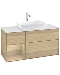 Villeroy und Boch Finion Villeroy und Boch F821PCPC 120cm, plaque de finition blanc mat, étagères Oak Veneer , Oak Veneer