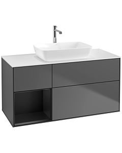 Villeroy und Boch Finion Villeroy und Boch Finion F821PDGK 120cm, cover plate white matt, shelves black matt lacquer, anthracite matt