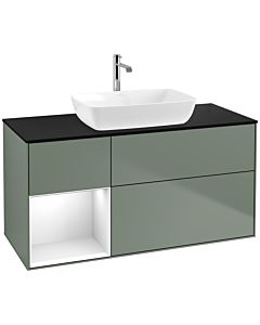 Villeroy und Boch Finion Villeroy und Boch Finion F822GFGM 120cm, cover plate black matt, shelves Glossy white lacquer, Olive Matt Lacquer