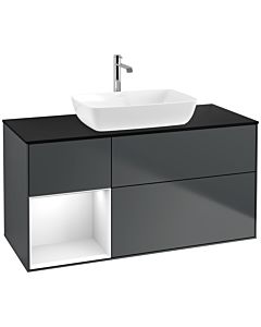 Villeroy und Boch Finion Villeroy und Boch Finion F822GFHG 120cm, cover plate black matt, shelves Glossy white lacquer, Midnight Blue Matt Lacquer
