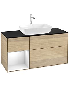 Villeroy und Boch Finion Villeroy und Boch Finion F822GFPC 120cm, cover plate black matt, shelves Glossy white lacquer, Oak Veneer