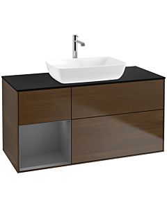 Villeroy und Boch Finion Villeroy und Boch Finion F822GKGN 120cm, cover plate black matt, shelves anthracite matt lacquer, walnut veneer