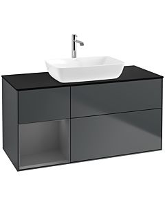 Villeroy und Boch Finion Villeroy und Boch F822GKHG 120cm, couvercle noir mat, étagères Laque anthracite mat, Midnight Blue Matt Lacquer