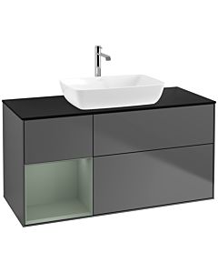 Villeroy und Boch Finion Villeroy und Boch Finion F822GMGK 120cm, cover plate black matt, shelves olive matt lacquer, anthracite matt