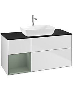 Villeroy und Boch Finion Villeroy und Boch Finion F822GMMT 120cm, cover plate black matt, shelves olive matt lacquer, white matt lacquer