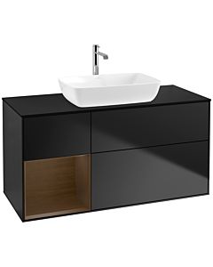 Villeroy und Boch Finion Villeroy und Boch Finion F822GNPD 120cm, cover plate black matt, shelves Walnut Veneer , black matt lacquer