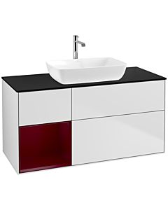 Villeroy und Boch Finion Villeroy und Boch Finion F822HBMT 120cm, cover plate black matt, shelves Peony matt lacquer, white matt lacquer