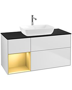 Villeroy und Boch Finion Villeroy und Boch Finion F822HFMT 120cm, cover plate black matt, shelves gold matt lacquer, white matt lacquer