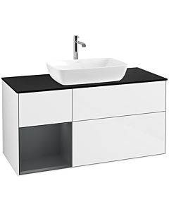 Villeroy und Boch Finion Villeroy und Boch Finion F822HGGF 120cm, cover plate black matt, shelves midnight matt lacquer, glossy white lacquer