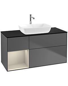 Villeroy und Boch Finion Villeroy und Boch Finion F822HHGK 120cm, cover plate black matt, shelves sand matt lacquer, anthracite matt