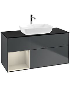 Villeroy und Boch Finion Villeroy und Boch Finion F822HHHG 120cm, cover plate black matt, shelves sand matt lacquer, midnight Blue Matt Lacquer