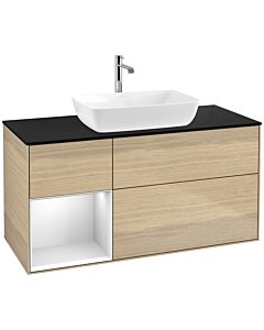 Villeroy und Boch Finion Villeroy und Boch Finion F822MTPC 120cm, cover plate black matt, shelves white matt lacquer, Oak Veneer