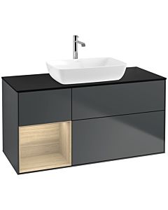 Villeroy und Boch Finion Villeroy und Boch F822PCHG 120cm, plaque de finition noir mat, étagères Oak Veneer , Midnight Blue Matt Lacquer