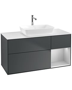 Villeroy und Boch Finion Waschtischunterschrank F831GJHG 120cm, Abdeckplatte white matt, Regale Light grey matt lacquer, Midnight Blue Matt Lacquer