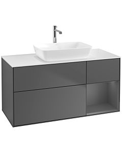 Villeroy und Boch Finion Villeroy und Boch F831GKGK 120cm, plaque de recouvrement blanc mat, étagères Laque anthracite mat, Anthracite mat