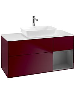 Villeroy und Boch Finion Waschtischunterschrank F831GKHB 120cm, Abdeckplatte white matt, Regale Anthracite matt lacquer, Peony Matt