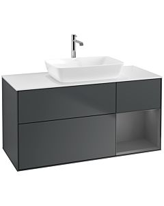 Villeroy und Boch Finion Villeroy und Boch F831GKHG 120cm, plaque de finition blanc mat, étagères laqué anthracite mat, Midnight Blue Matt Lacquer