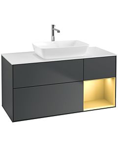 Villeroy und Boch Finion Villeroy und Boch F831HFHG 120cm, plaque de finition blanc mat, étagères laqué or mat, Midnight Blue Matt Lacquer