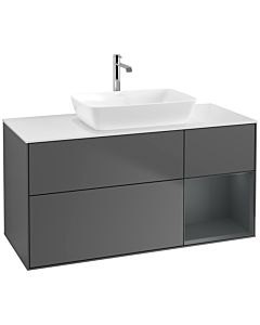 Villeroy und Boch Finion Villeroy und Boch F831HGGK 120cm, plaque de finition blanc mat, étagères Laque mat minuit, anthracite mat