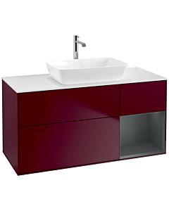 Villeroy und Boch Finion Waschtischunterschrank F831HGHB 120cm, Abdeckplatte white matt, Regale Midnight matt lacquer, Peony Matt