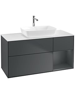 Villeroy und Boch Finion Waschtischunterschrank F831HGHG 120cm, Abdeckplatte white matt, Regale Midnight matt lacquer, Midnight Blue Matt Lacquer