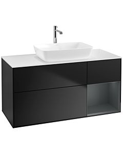 Villeroy und Boch Finion Waschtischunterschrank F831HGPD 120cm, Abdeckplatte white matt, Regale Midnight matt lacquer, Black matt lacquer