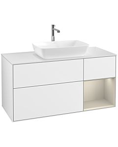 Villeroy und Boch Finion Villeroy und Boch F831HHGF 120cm, plateau blanc mat, étagères laqué mat, laqué blanc brillant