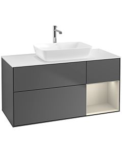 Villeroy und Boch Finion Villeroy und Boch F831HHGK 120cm, plateau blanc mat, étagères laqué mat, anthracite mat