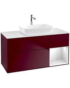 Villeroy und Boch Finion Villeroy und Boch F831MTHB 120cm, plaque de finition blanc mat, étagères laqué blanc mat, Peony Matt