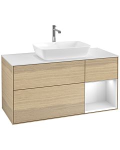 Villeroy und Boch Finion Villeroy und Boch F831MTPC 120cm, plaque de finition blanc mat, étagères laqué blanc mat, Oak Veneer